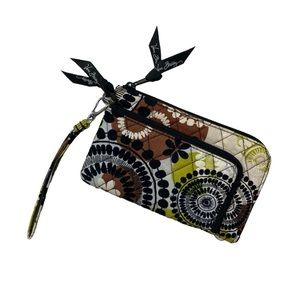 Vera Bradley Cocoa Moss wallet wristlet brown white black green mandala zipper